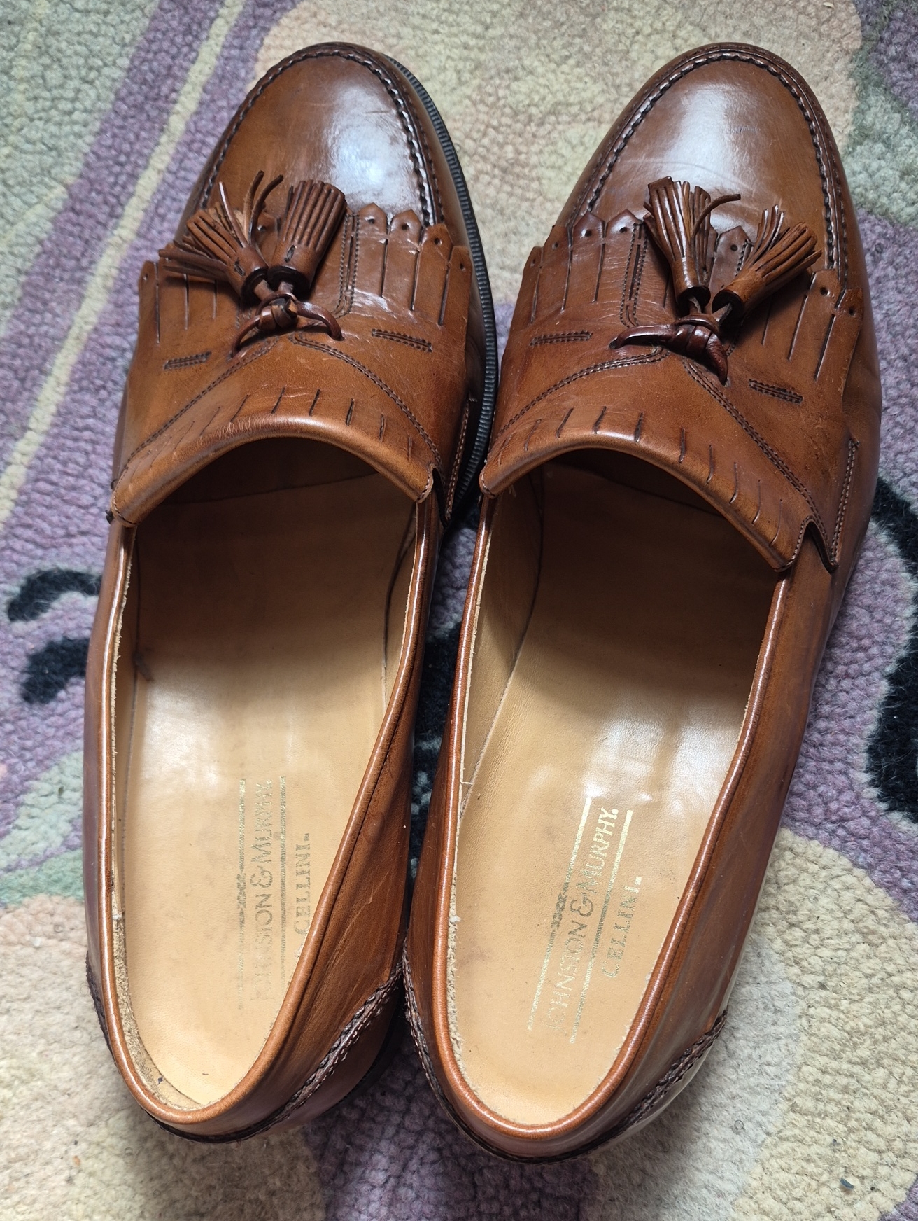 Johnson Murphy Cellini Classic Brown Leather Tassel Loafers Sz 115m Johnson Murphy Cellini Classic Brown Leather Tassel Loafers Sz 115m